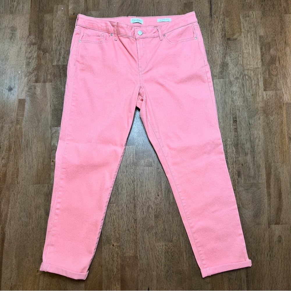 JESSICA SIMPSON Women's Pink Rolled Crop Skinny Pants size 14 NWOT